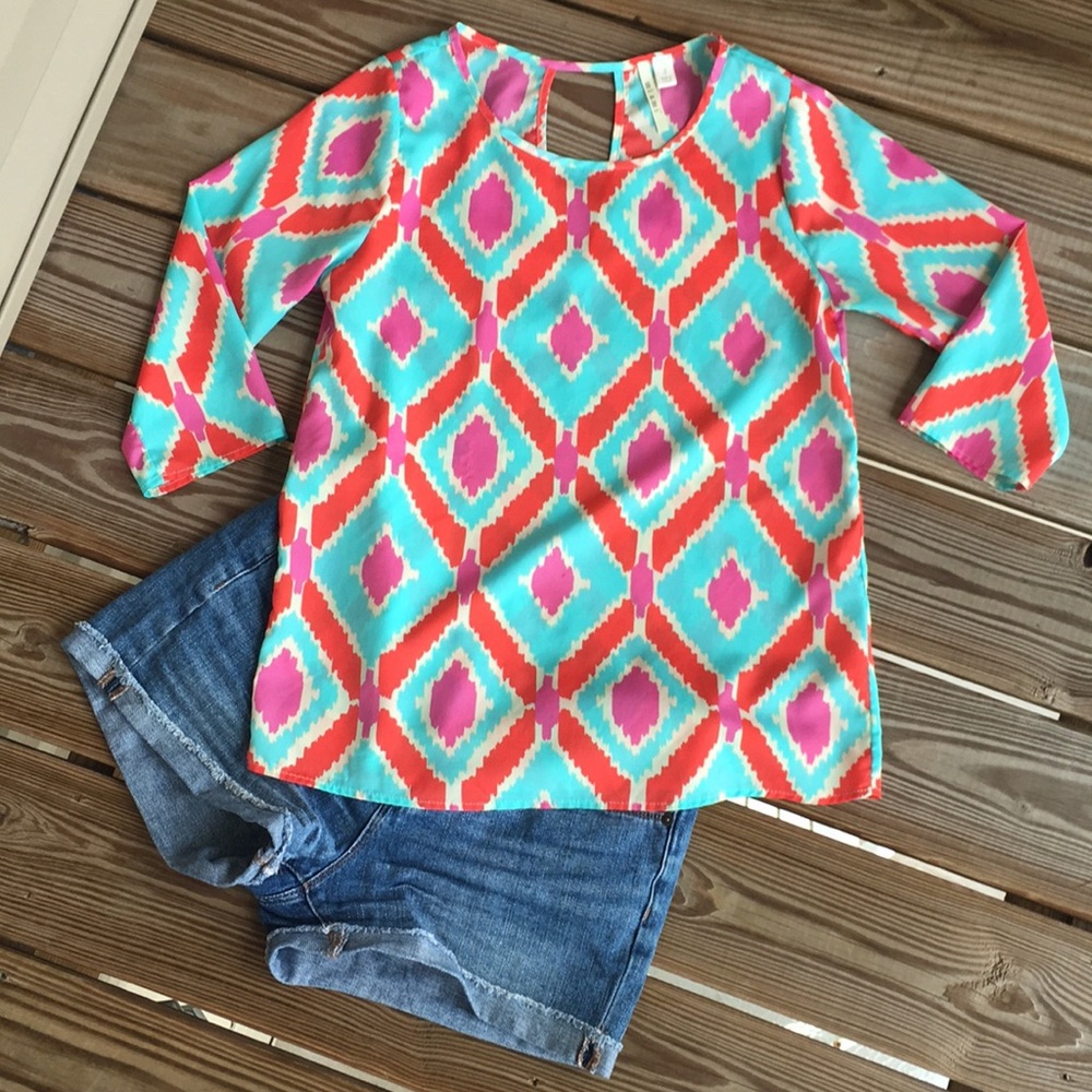 Francescas 3/4 Color Block Tee